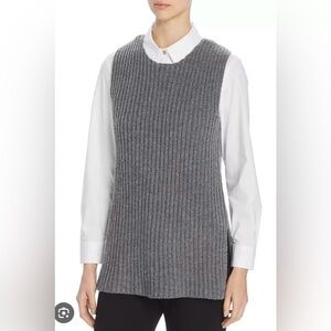 NWT Tory Burch Merino Wool Cashmere Sleeveless Sweater Night Fall Melange Sz M